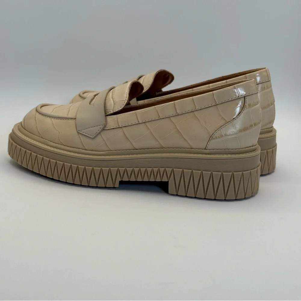 SCHUTZ Viola Croc Embossed Leather Chunky Slip On Loafers Size 8B